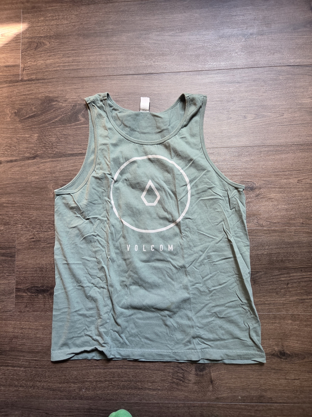 Volcom Mens Tank Top Large Sage Green Circle Stone Graphic Logo Graphic Tank